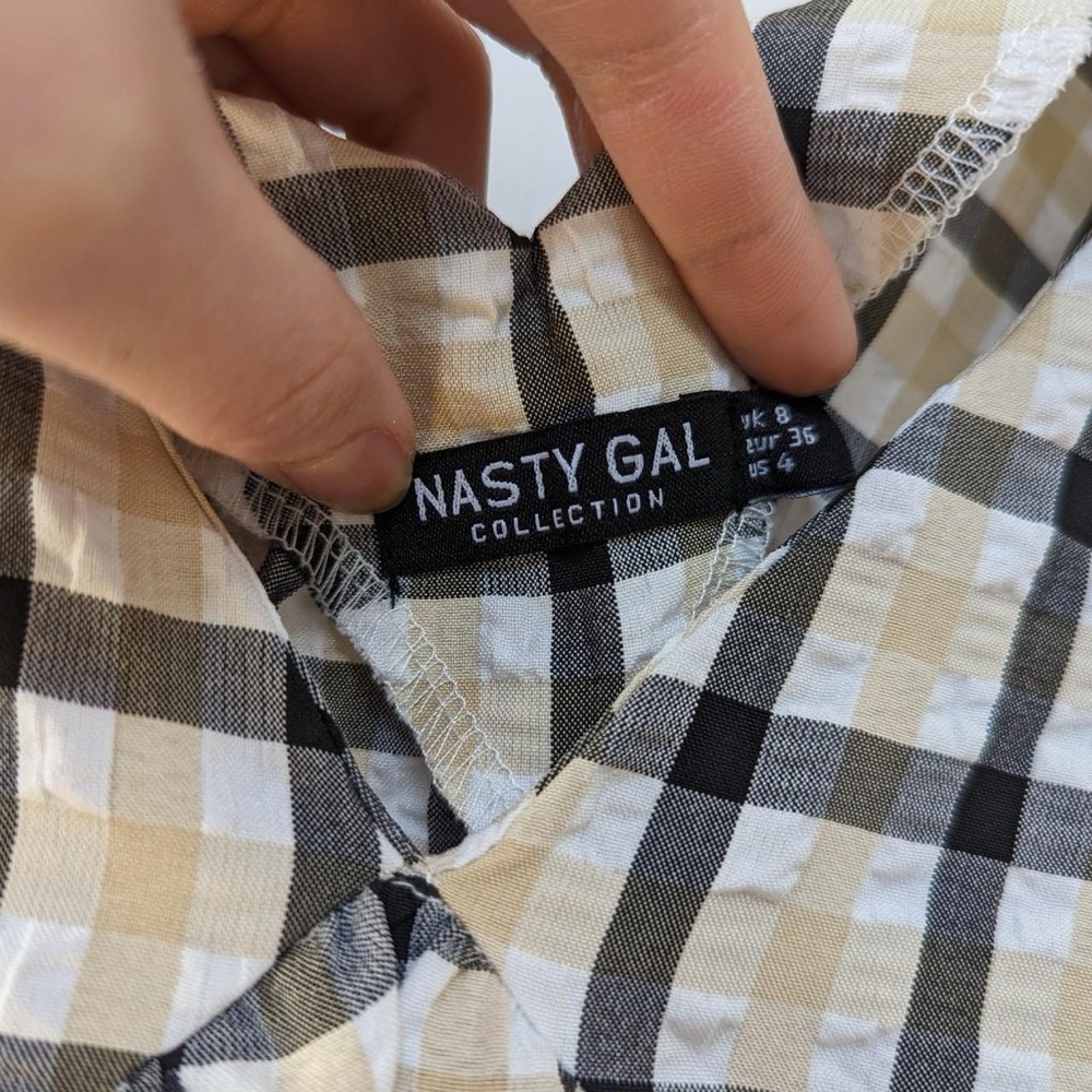 Nasty Gal - Long Sleeve Check Midi Smock Dress - Picture 5 of 5